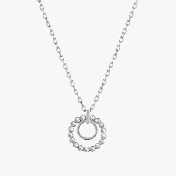 Swarovski Cathy Double Pendant Elegant Silver Necklace with Crystal Accents - Picture 3 of 13